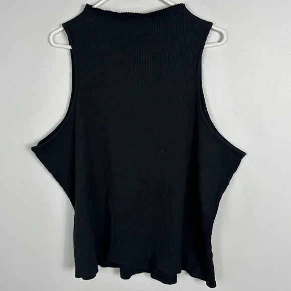 Anthropologie Maeve Alicia Mock Neck Ribbed Top Black Womens Sz 3X Bohemian Boho - Picture 5 of 16